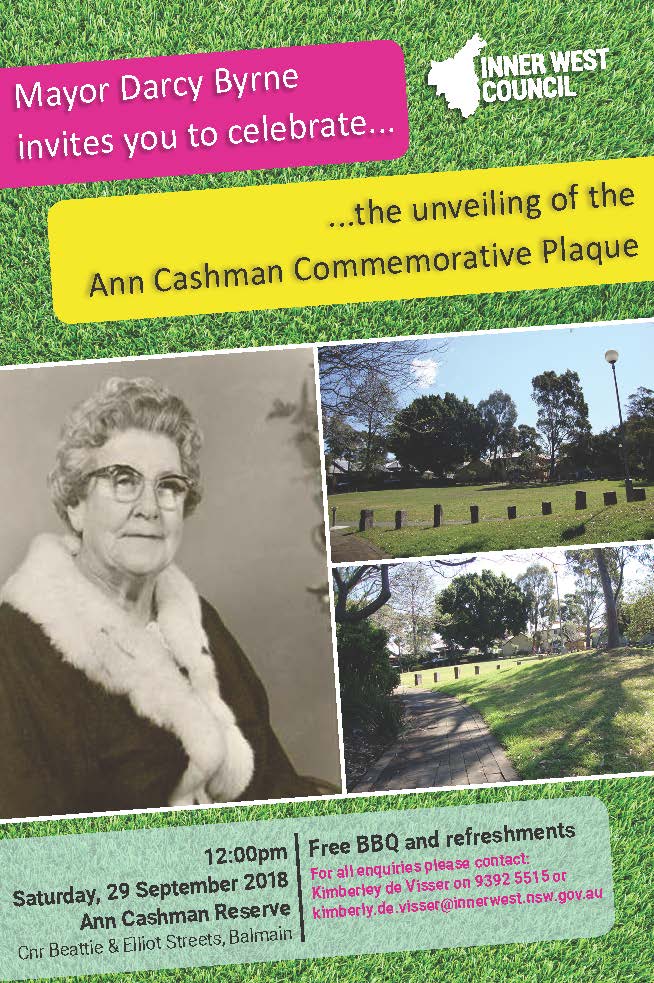 Ann Cashman Reserve - 30th Anniversary Plaque Unveiling